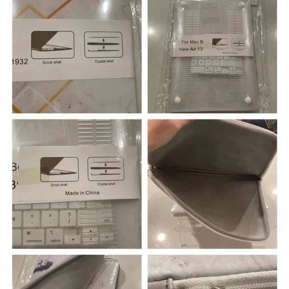 Marble Design Tablet Case with Keyboard - White and Gold